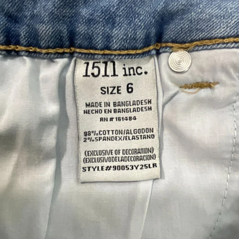 1511 Inc Shorts Womens 6 High Waist Distressed Blue Denim Cut Off Stretch Grunge